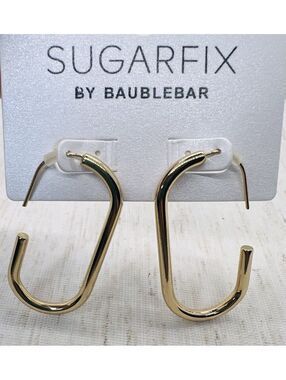 Sugarfix BaubleBar Huggie hoop earrings gold crystal charm dressy new oversized